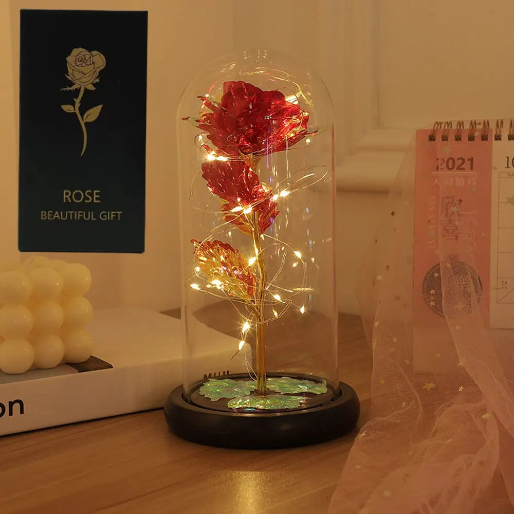 LED Galaxy Rose In Glass