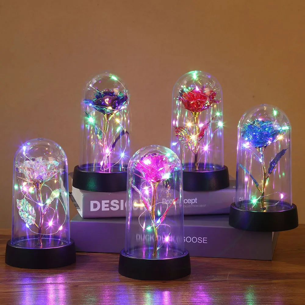 LED Galaxy Rose In Glass