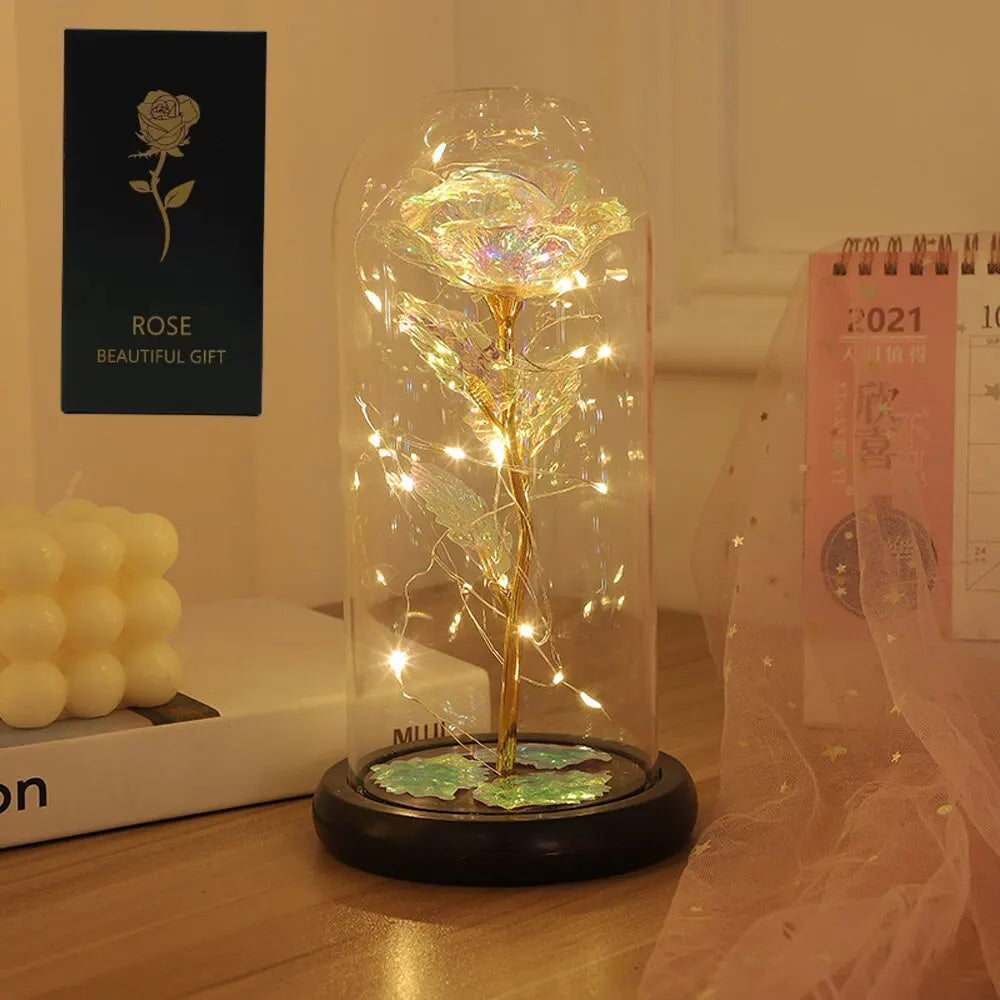 LED Galaxy Rose In Glass