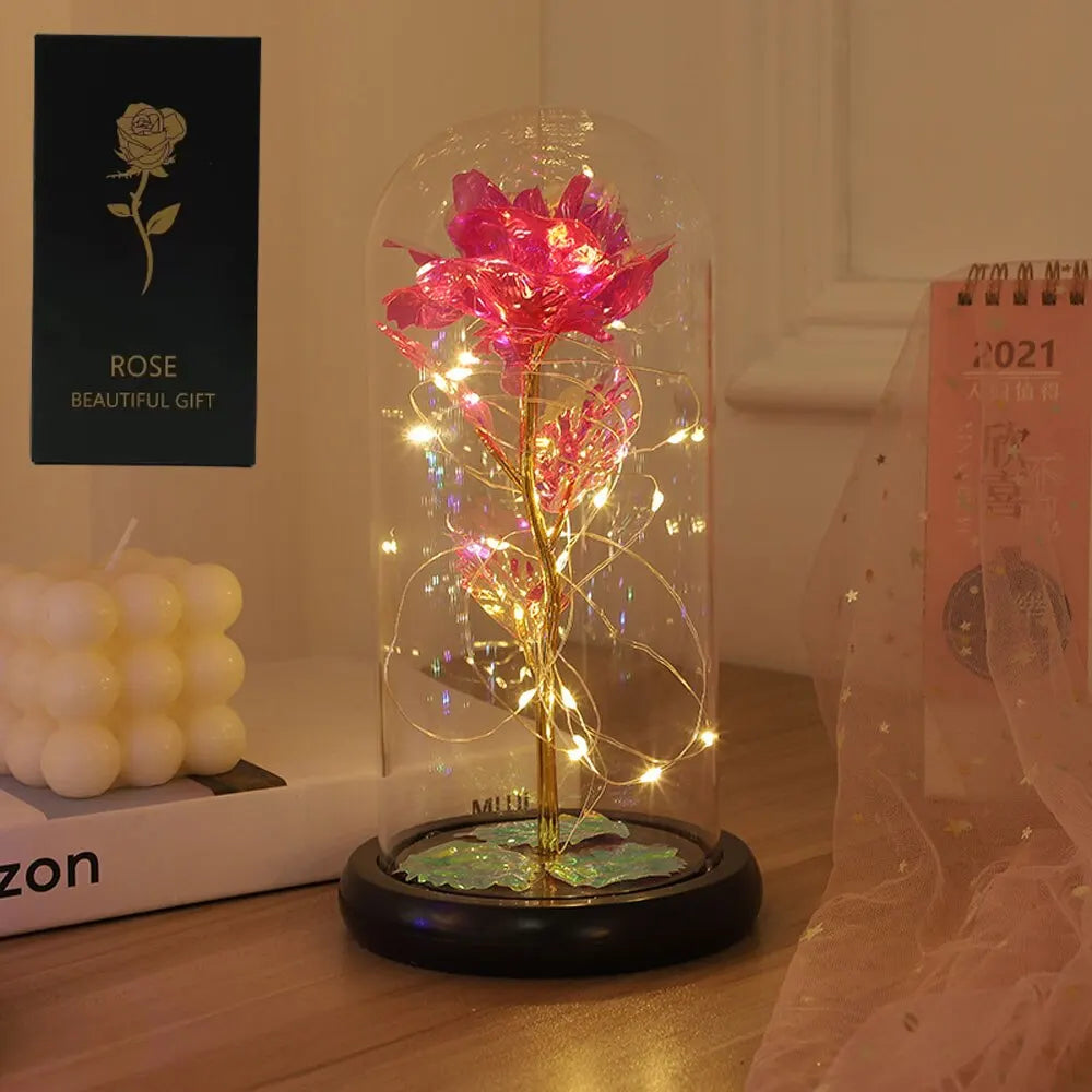 LED Galaxy Rose In Glass